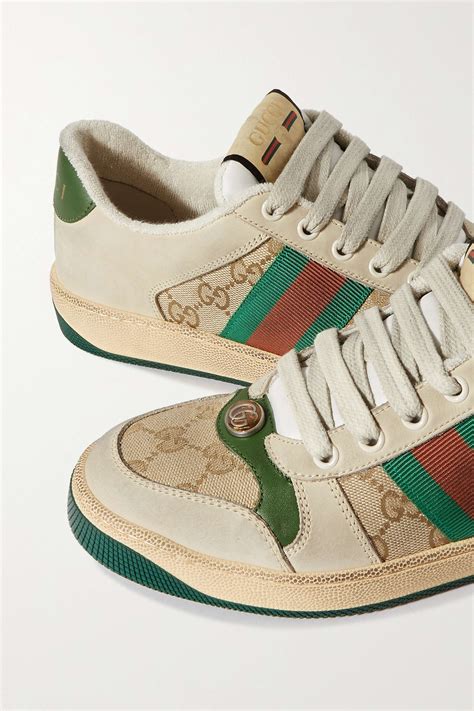 gucci beige screener sneakers|Gucci distressed sneakers.